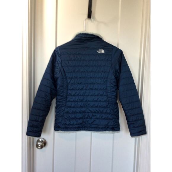 The North Face Full Zip Reversible Mossbud Swirl Fleece Jacket Blue Large 14/16 - Picture 5 of 12
